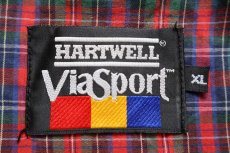 画像4: 90s Mercedes-Benz メルセデス ベンツ ロゴ刺繍 G9タイプ タータンチェックライナー ハリントンジャケット 青 XL (4)