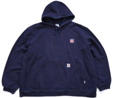画像1: メキシコ製 carharttカーハート PHILLIPS 66 ロゴ刺繍 FR スウェットパーカー ナス紺 2XL★特大 フーディー (1)