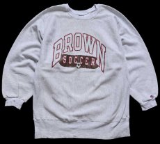 画像1: 90s USA製 Championチャンピオン BROWN SOCCER リバースウィーブ スウェット カスタム 杢グレー XL (1)
