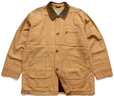 画像1: L.L.Bean タータンチェック ネルライナー ダック地 フィールドコート 茶 XL-R★A ジャケット ハンティング (1)