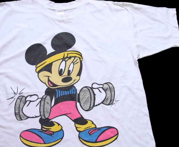 90s ミニー マウス ラメプリント コットンTシャツ 白 - Sixpacjoe Web Shop
