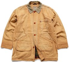 画像1: L.L.Bean タータンチェック ネルライナー ダック地 フィールドコート 茶 XL-R★B ジャケット ハンティング (1)