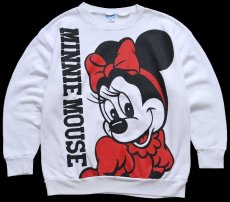 画像1: 80s USA製 Disneyディズニー MINNIE MOUSE ミニー マウス 両面プリント スウェット 白 M★A (1)