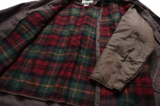 画像6: L.L.Bean ETS刺繍 タータンチェック Thinsulate×ウールライナー ダック地 フィールドコート 焦げ茶 XL★ジャケット ハンティング (6)