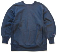 画像1: 90s メキシコ製 Championチャンピオン ワンポイント リバースウィーブ スウェット 薄紺 フェード XL★227 (1)