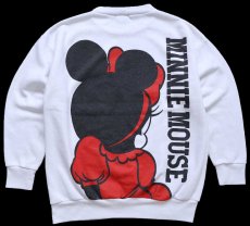 画像2: 80s USA製 Disneyディズニー MINNIE MOUSE ミニー マウス 両面プリント スウェット 白 L (2)