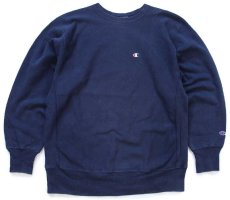 画像1: 90s メキシコ製 Championチャンピオン ワンポイント リバースウィーブ スウェット 紺 XL★289 (1)