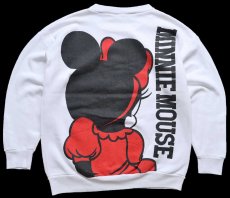 画像2: 80s USA製 Disneyディズニー MINNIE MOUSE ミニー マウス 両面プリント スウェット 白 M★A (2)