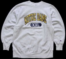画像1: 90s メキシコ製 Championチャンピオン NOTRE DAME リバースウィーブ スウェット 杢グレー XXL★特大 (1)
