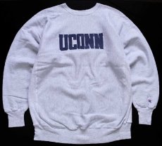画像1: 90s メキシコ製 Championチャンピオン UCONN リバースウィーブ スウェット 杢グレー XXXL★特大 (1)