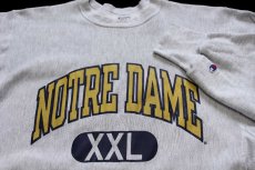 画像3: 90s メキシコ製 Championチャンピオン NOTRE DAME リバースウィーブ スウェット 杢グレー XXL★特大 (3)
