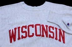 画像3: 90s メキシコ製 Championチャンピオン WISCONSIN アップリケ リバースウィーブ スウェット 杢グレー L (3)