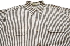 画像3: 90s EddieBauerエディーバウアー Rufton Twill ストライプ ボタンダウン コットンシャツ L (3)