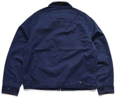 画像2: 00s ポロ ラルフローレン ワンポイント チンスト付き タータンチェックライナー コットンジャケット 紺 M (2)