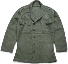 画像1: 50s 米軍 U.S.ARMY コットンサテン ユーティリティシャツ オリーブグリーン カスタム (1)