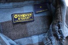 画像4: 90s OSHKOSH B'GOSH バッファローチェック コットン フランネルシャツ 青×黒 フェード M (4)