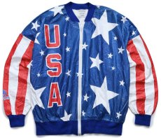 画像1: 00s USA OLYMPIC オリンピック General Mills 星条旗柄 全面プリント ペーパージャケット XL (1)