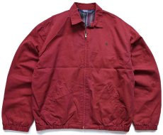 画像1: 90s ポロ ラルフローレン ワンポイント チンスト付き マドラスチェックライナー コットンジャケット バーガンディ M (1)