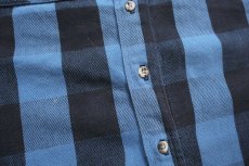 画像5: 90s OSHKOSH B'GOSH バッファローチェック コットン フランネルシャツ 青×黒 フェード M (5)