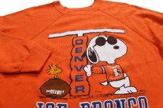 画像3: 80s USA製 ARTEX スヌーピー ウッドストック JOE BRONCO アメフト スウェット オレンジ L★NFL DENVER BRONCOS (3)