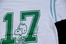 画像6: 70s USA製 ARTEX スヌーピー ウッドストック アメフト 17 ナンバリング コットン フットボールTシャツ 生成り M (6)