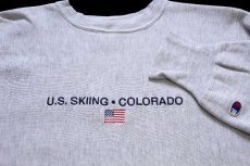 画像3: 90s メキシコ製 Championチャンピオン U.S. SKIING COLORADO 星条旗 刺繍 リバースウィーブ スウェット 杢グレー L (3)