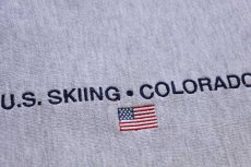 画像4: 90s メキシコ製 Championチャンピオン U.S. SKIING COLORADO 星条旗 刺繍 リバースウィーブ スウェット 杢グレー L (4)
