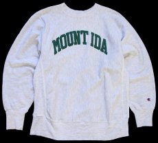 画像1: 90s メキシコ製 Championチャンピオン MOUNT IDA アップリケ リバースウィーブ スウェット 杢グレー M (1)