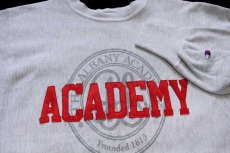 画像3: 90s メキシコ製 Championチャンピオン THE ALBANY ACADEMY ひび割れプリント&アップリケ リバースウィーブ スウェット 杢グレー L (3)
