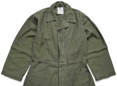 画像1: 80s 米軍 U.S.ARMY コットンサテン カバーオール オールインワン オリーブグリーン M★つなぎ (1)