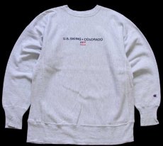 画像1: 90s メキシコ製 Championチャンピオン U.S. SKIING COLORADO 星条旗 刺繍 リバースウィーブ スウェット 杢グレー L (1)