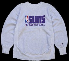 画像1: 90s メキシコ製 Championチャンピオン NBA SUNS BASKETBALL リバースウィーブ スウェット 杢グレー XL (1)