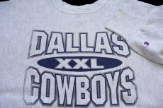 画像3: 90s メキシコ製 Championチャンピオン NFL DALLAS COWBOYS ひび割れプリント リバースウィーブ スウェット 杢グレー XL (3)