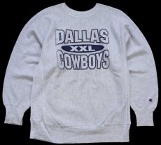 画像1: 90s メキシコ製 Championチャンピオン NFL DALLAS COWBOYS ひび割れプリント リバースウィーブ スウェット 杢グレー XL (1)