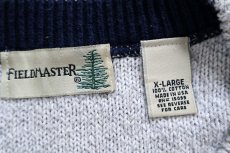 画像4: 90s USA製 FIELDMASTER ヘンリーネック コットンニット セーター グレー×オフホワイト ミックス XL (4)
