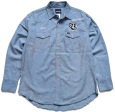 画像1: Wranglerラングラー MS709CH DALZELL 243 Ron 刺繍 コットン シャンブレー ウエスタンシャツ XL (1)