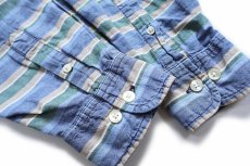画像6: 90s DOCKERSドッカーズ INDIGO ランダムボーダー ボタンダウン コットンシャツ M★Levi'sリーバイス (6)