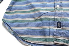 画像5: 90s DOCKERSドッカーズ INDIGO ランダムボーダー ボタンダウン コットンシャツ M★Levi'sリーバイス (5)