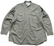 画像1: 00s Columbiaコロンビア PFG コットン フィッシングシャツ グレー XXL★特大 (1)