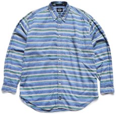 画像1: 90s DOCKERSドッカーズ INDIGO ランダムボーダー ボタンダウン コットンシャツ M★Levi'sリーバイス (1)