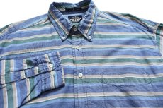 画像3: 90s DOCKERSドッカーズ INDIGO ランダムボーダー ボタンダウン コットンシャツ M★Levi'sリーバイス (3)
