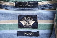 画像4: 90s DOCKERSドッカーズ INDIGO ランダムボーダー ボタンダウン コットンシャツ M★Levi'sリーバイス (4)