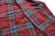 画像7: 00s メキシコ製 PENDLETONペンドルトン LODGE SHIRT AUTHENTIC MACLEAN MUTED TARTAN タータンチェック リペア ウールシャツ XXL-L★特大 (7)