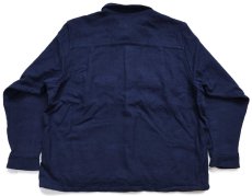 画像2: 00s メキシコ製 PENDLETONペンドルトン 無地 エルボーパッチ付き ウールシャツ 紺 XXL★特大 (2)