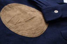 画像5: 00s メキシコ製 PENDLETONペンドルトン 無地 エルボーパッチ付き ウールシャツ 紺 XXL★特大 (5)