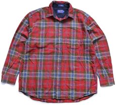 画像1: 00s メキシコ製 PENDLETONペンドルトン LODGE SHIRT AUTHENTIC MACLEAN MUTED TARTAN タータンチェック リペア ウールシャツ XXL-L★特大 (1)