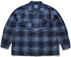 画像1: 00s メキシコ製 PENDLETONペンドルトン タータンチェック オープンカラー ウールシャツ XL★ボードシャツ (1)