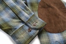画像6: メキシコ製 PENDLETONペンドルトン TRAIL オンブレチェック エルボーパッチ付き ウールシャツ L★20 (6)