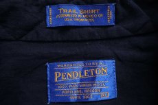 画像4: 00s メキシコ製 PENDLETONペンドルトン TRAIL SHIRT オンブレチェック エルボーパッチ付き ウールシャツ 紺×黒 XL★27 (4)