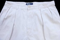 画像4: 90s ポロ ラルフローレン ツータック コットン チノパン アイボリー W34 L32 (4)